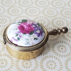 Brass Enamel Pocket Ashtray Vintage Cigarette Holder Travel Purse Ashtray Japan
